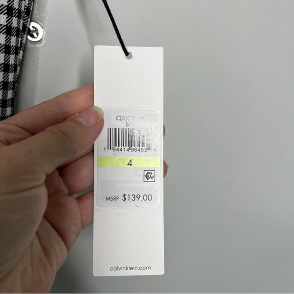 Calvin Klein Womens Size 4 Cropped Sleeveless Jumpsuit Black Gingham NEW Stretch - Picture 12 of 15